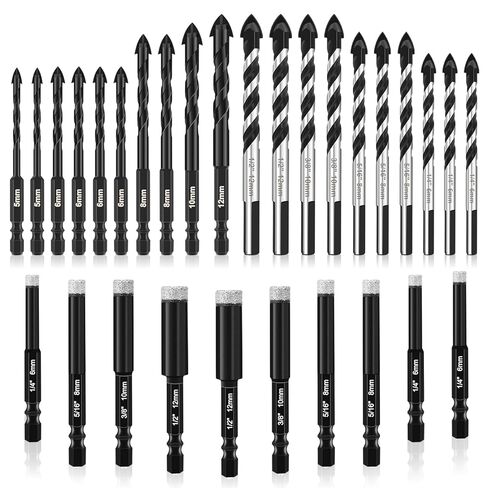 Diamond Drill Bits Set, 30 Pcs Professional Masonry Drill Bit Set, Premium Carbide Drill Bits Set, Multiple Sizes Concrete Drill Bit for Ceramic Glass Porcelain Tile Marble Metal Plastic Wood, Blue in Saudi Arabia