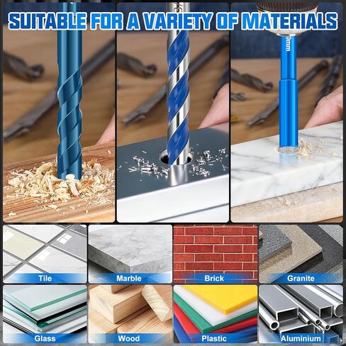 Diamond Drill Bits Set, 30 Pcs Professional Masonry Drill Bit Set, Premium Carbide Drill Bits Set, Multiple Sizes Concrete Drill Bit for Ceramic Glass Porcelain Tile Marble Metal Plastic Wood, Blue in Saudi Arabia