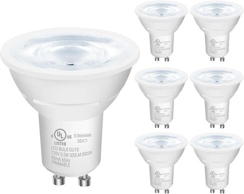 DAYBETTER GU10 LED Light Bulbs, Dimmable GU10 Bulb Replacement for Track Lighting, 5.5w Equivalent 50W, 500 LM Daylight White 5000K, MR16 LED Bulb for Kitchen, Range Hood, Living Room, 12 Pack in Kuwait