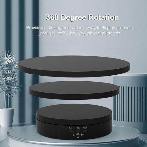 Cocoarm Electric Turntable, Rotating Turntable with 360 and Remote Control for Photo Products, Jewelry and Collectibles, Including 3 Replacement Covers in Saudi Arabia