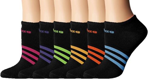 Adidas Womens Superlite No Show Socks (حزمة 6) ، أسود/أونكس ، متوسط in Kuwait