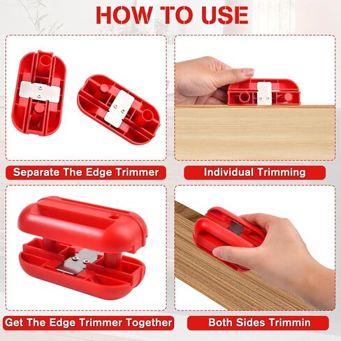 Banding Trimmer with Tungsten Carbide Blades,Hand Planer Edge Bander for Burrs,Edge Banding Trimmer Quad Trimmer for Trimming Edge Band,Edge Banding Cutter for PVC ABS Melamine,Red in Saudi Arabia