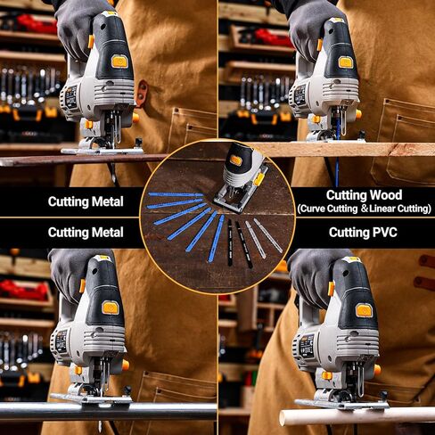 6.7-Amp Jig Saw Corded: Electric Jigsaw Tool Power Jig Saws for Wood Cutter with 6 Variable Speed Up to 3000 SPM, 4 Orbital Settings, LED Light & ±45° Bevel Cutting, Tool-Free Blade Change in Saudi Arabia