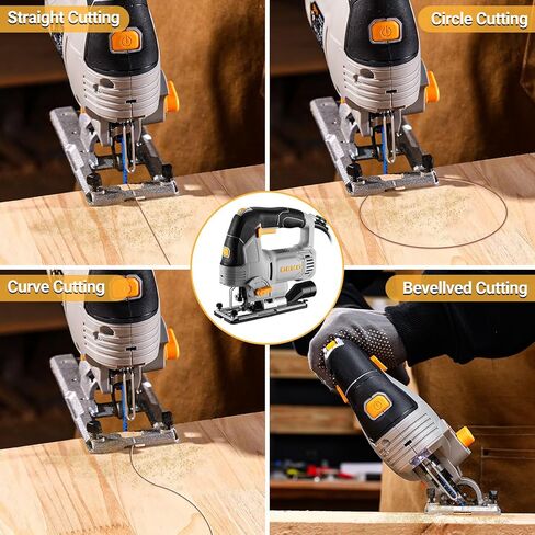 6.7-Amp Jig Saw Corded: Electric Jigsaw Tool Power Jig Saws for Wood Cutter with 6 Variable Speed Up to 3000 SPM, 4 Orbital Settings, LED Light & ±45° Bevel Cutting, Tool-Free Blade Change in Saudi Arabia