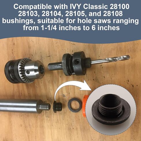 محول أربور المنشار 28112 لـ Ivy Classic 28112، يحول 1/2 بوصة -20 خيط إلى 5/8 بوصة -18 وصلة منشار ثقب الخيط in Kuwait