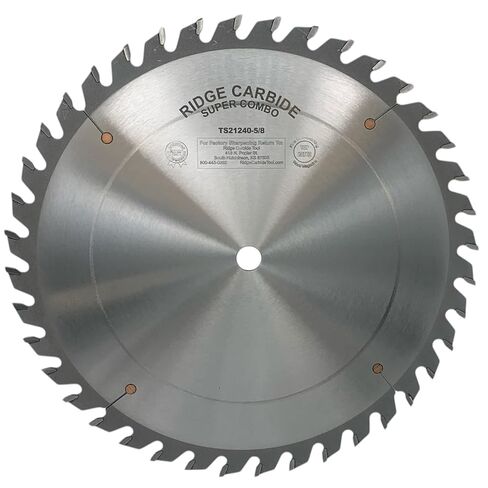 Ridge Carbide 12" 40T, Super Combination Table Saw Blade, Alternate Raker Grind (4+1),+15° Hook, 5/8" Bore, Plate Thickness .095", Full Kerf (0.125") for Cutting Wood and Sheet Goods in Saudi Arabia