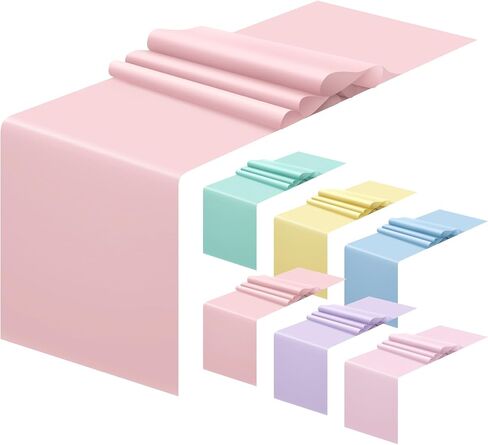 12 Pcs 14 x 108 Inches Easter Spring Pastel Plastic Table Runner Macaron Assorted Color Seasonal Waterproof Disposable Table Decoration for Holiday Wedding Baby Shower Birthday Party in Kuwait