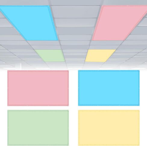 VIHOSE 8 Pcs Fluorescent Light Covers, 4x2 Feet Classroom Magnetic Light Cover Fluorescent Lights Shade Ceiling Lights Filters for Office Classroom Home Drop Ceiling (Boho,Pink Blue) in Saudi Arabia