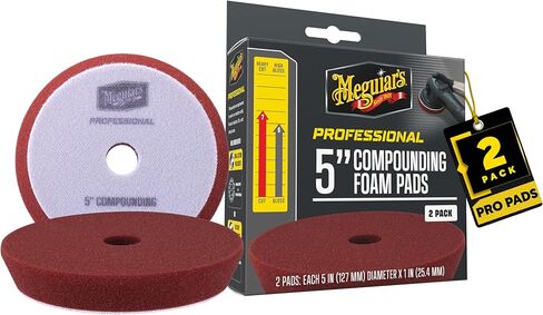 وسادات إسفنجية مركبة مقاس 5 بوصات من Meguiar - M5CFP2 - وسادة قطع إسفنجية احترافية، تستخدم مع مركب Meguiar لإزالة العيوب الثقيلة وعلامات الصنفرة والخدوش، وسادة آلة للتركيب، عبوتان in Saudi Arabia