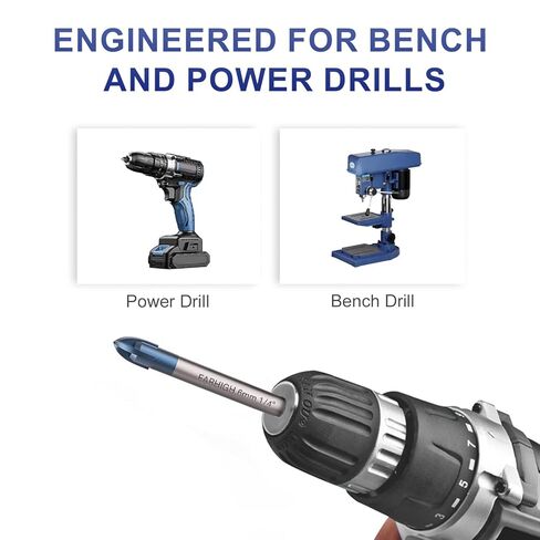 مجموعة لقم مثقاب الزجاج والبلاط، لقمة مثقاب مائلة من كربيد Ti وTungsten، 6 مم (1/4 بوصة)، 10 عبوات، للزجاج والبلاط والسيراميك والبورسلين والخرسانة in Kuwait