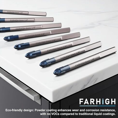 مجموعة لقم مثقاب الزجاج والبلاط، لقمة مثقاب مائلة من كربيد Ti وTungsten، 6 مم (1/4 بوصة)، 10 عبوات، للزجاج والبلاط والسيراميك والبورسلين والخرسانة in Kuwait