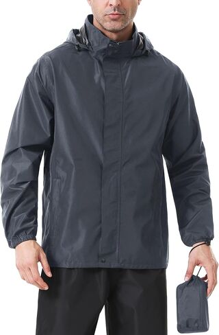iCreek Men's Rain Jacket Lightweight Waterproof Packable Rain Shell Jacket Raincoat with Hood Windbreaker for Cycling, Golf in Saudi Arabia