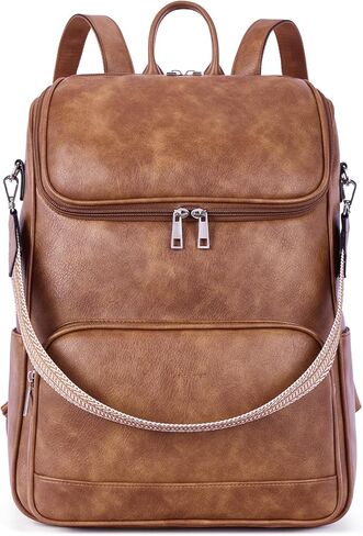 Leather Laptop Backpack for Women, 15.6" Work Travel College Bag, Teacher Nurse Convertible Backpack Purse Beige in Saudi Arabia