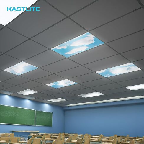 أغطية إضاءة فلورسنت سحابية مكونة من 4 قطع من KASTLITE لأضواء السقف في الفصول الدراسية - أغطية سماء مغناطيسية مقاس 2 × 4 قدم - لوحات توزيع إضاءة المكتب المزخرفة، كوة صناعية مهدئة، ديكور المعلم in Kuwait