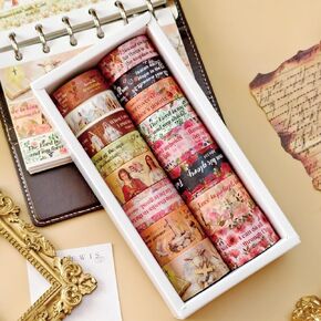 32 Rolls Vintage Washi Tape ، Teeshetic Colored Decorative Cute Scrapbook Tape for Scrapbooking Supplies Journaling Journing Junk Journal in Kuwait