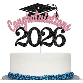 Congratulations 2025 Cake Topper, Class of 2025 Cake Decorations, Congrats Grad Party Decor, High School/College/University Graduation Party Decorations (Blue and Gold Glitter) in Kuwait