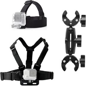 حزام رأس مثبت على الصدر متوافق مع كاميرا Gopro Hero 13 12 11 10 9/AKASO EK7000/ODDV/Hiicam، حامل بمشبك مزدوج للهاتف، وكاميرا الحركة، والدراجة النارية in Kuwait