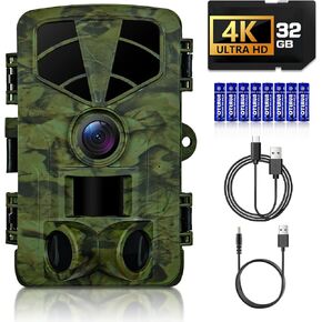 كاميرا Trail 4K، كاميرا ألعاب WiFi، زاوية واسعة 120 درجة، كاميرات رؤية ليلية، بطاقة TF سعة 32 جيجابايت، مقاومة للماء IP66، استكشاف الغزلان أو أمان المنزل، حركة تشغيل 0.2 ثانية مفعلة للحياة البرية in Kuwait