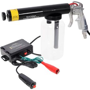 نظام طلاء مسحوق مزدوج الجهد 15 كيلو فولت/25 كيلو فولت، آلة طلاء مسحوق محمولة مع زجاجة شفافة وبخاخ إلكتروستاتيكي، 120 فولت للمشاريع المعدنية لقطع غيار السيارات DIY - مجموعة طلاء مسحوق كاملة in Kuwait