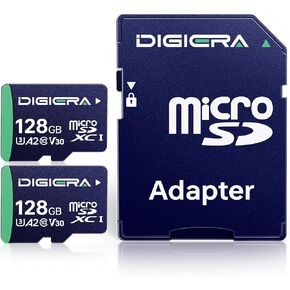 بطاقة ذاكرة CT100 microSDXC UHS-I بسعة 128 جيجابايت مع محول - حتى 100 ميجابايت/ثانية، C10، U3، V30، 4K UHD، A2، بطاقة Micro SD للهواتف الذكية والأجهزة اللوحية والكاميرات وأجهزة الألعاب والطائرات بدون طيار (عبوتان) in Kuwait