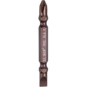 Generic Magnetic Double Ended Screwdriver Bit 6mm PH2/SL6 2.56" Length 1/4" Hex Shank S2 Steel Phillips Cross Slotted Flat Screw Driver Bit, Red in Saudi Arabia