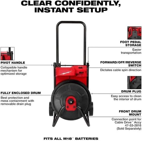 New 2817A-21 for Milwaukee M18 Cordless Drain Cleaning Drum Machine with 3/8"-1/2" Cable in Saudi Arabia