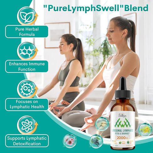 Liposomal Lymphatic Drainage Drops - Immune and Lymphatic Support - Detox Cleanse Supplements - Lymphedema Relief - PureLymphSwell Blend,Echinacea & Dandelion - 60-Day Supply in Saudi Arabia