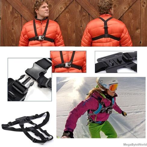 حامل على الصدر مع خطاف J، حامل كاميرا مرن متوافق مع كاميرا Gopro Hero 13 12 11 10 9 8/AKASO EK7000 Brave 4 7/ODDV/Hiicam/Xilecam/Surfola/Icefox Action in Kuwait