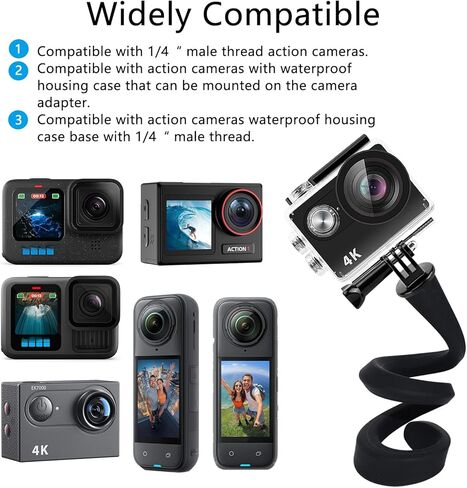 حامل على الصدر مع خطاف J، حامل كاميرا مرن متوافق مع كاميرا Gopro Hero 13 12 11 10 9 8/AKASO EK7000 Brave 4 7/ODDV/Hiicam/Xilecam/Surfola/Icefox Action in Kuwait