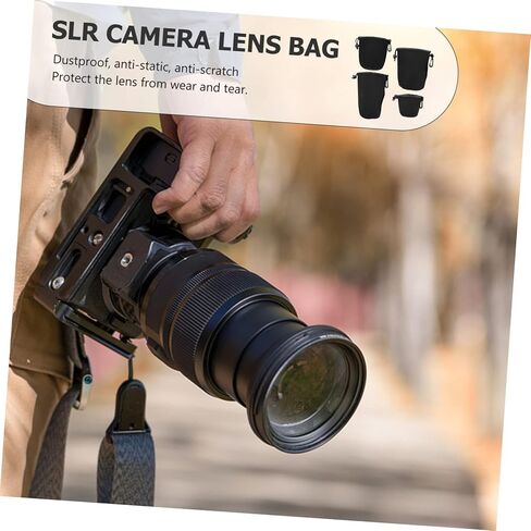 4 قطع من واقي عدسة الكاميرا، حقيبة تخزين لـ Dslr، مشبك حقيبة جاف، حلقة حزام إغلاق سهلة الفتح للنقل الآمن in Kuwait