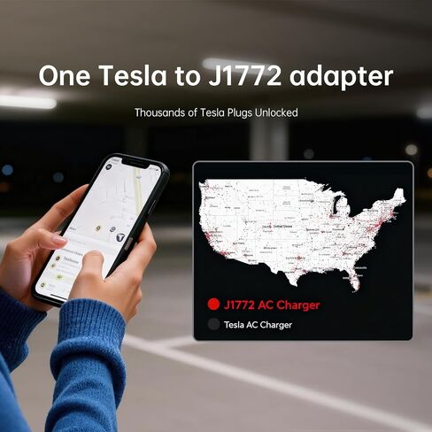 قامت Qiao بترقية Tesla إلى محول J1772 ، NACS إلى شاحن J1772 ، MAX 80A 250V - محول EV المحمول لـ J1772 EVs في محطات Tesla Home/Mobile AC ، مطلي بالفضة مع قفل السلامة (وليس من أجل Supercharging) in Kuwait
