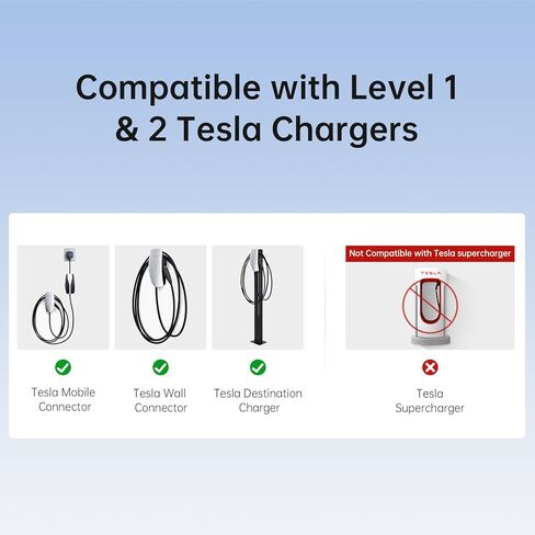 قامت Qiao بترقية Tesla إلى محول J1772 ، NACS إلى شاحن J1772 ، MAX 80A 250V - محول EV المحمول لـ J1772 EVs في محطات Tesla Home/Mobile AC ، مطلي بالفضة مع قفل السلامة (وليس من أجل Supercharging) in Kuwait