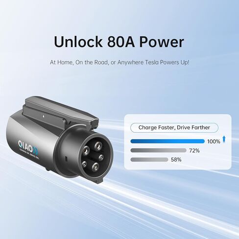 قامت Qiao بترقية Tesla إلى محول J1772 ، NACS إلى شاحن J1772 ، MAX 80A 250V - محول EV المحمول لـ J1772 EVs في محطات Tesla Home/Mobile AC ، مطلي بالفضة مع قفل السلامة (وليس من أجل Supercharging) in Kuwait