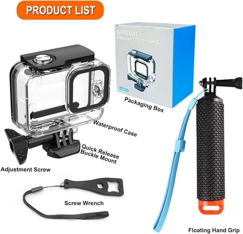 BO&DQQ متوافق مع Go Pro Hero 13 12 11 10 9 جراب أسود مقاوم للماء بطول 60 متر/196 قدم غطاء حماية للغوص تحت الماء مع مجموعة ملحقات تثبيت بمقبض الكاميرات in Saudi Arabia