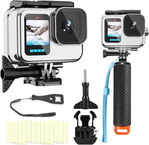 BO&DQQ متوافق مع Go Pro Hero 13 12 11 10 9 جراب أسود مقاوم للماء بطول 60 متر/196 قدم غطاء حماية للغوص تحت الماء مع مجموعة ملحقات تثبيت بمقبض الكاميرات in Saudi Arabia