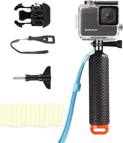 BO&DQQ متوافق مع Go Pro Hero 13 12 11 10 9 جراب أسود مقاوم للماء بطول 60 متر/196 قدم غطاء حماية للغوص تحت الماء مع مجموعة ملحقات تثبيت بمقبض الكاميرات in Saudi Arabia