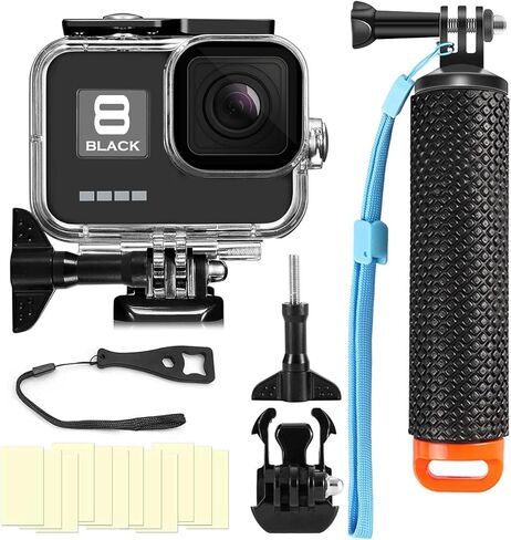 BO&DQQ متوافق مع Go Pro Hero 13 12 11 10 9 جراب أسود مقاوم للماء بطول 60 متر/196 قدم غطاء حماية للغوص تحت الماء مع مجموعة ملحقات تثبيت بمقبض الكاميرات in Saudi Arabia
