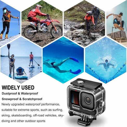 BO&DQQ متوافق مع Go Pro Hero 13 12 11 10 9 جراب أسود مقاوم للماء بطول 60 متر/196 قدم غطاء حماية للغوص تحت الماء مع مجموعة ملحقات تثبيت بمقبض الكاميرات in Saudi Arabia