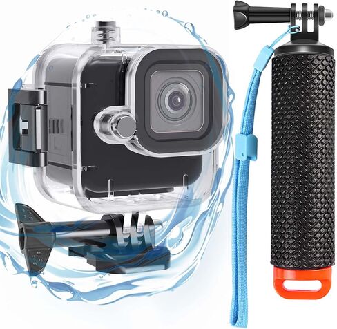 BO&DQQ متوافق مع Go Pro Hero 13 12 11 10 9 جراب أسود مقاوم للماء بطول 60 متر/196 قدم غطاء حماية للغوص تحت الماء مع مجموعة ملحقات تثبيت بمقبض الكاميرات in Saudi Arabia