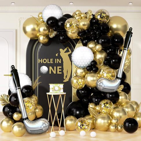 Hole in One Balloon Garland Arch Kit 131 Blue Green White Latex Balloons with Golf Cart and Golf Foil Balloons for Hole in One First Birthday Golf-Themed Retirement Party Decoration in Saudi Arabia