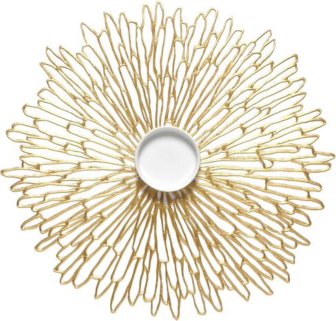 مجموعة Chilewich من 8 - مضغوطة blomains في حصيرة طاولة مفتوحة للرعاية سهلة - داخلي/خارجي - 15.7 "× 15.2" شواحن مستديرة in Saudi Arabia