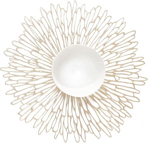 مجموعة Chilewich من 8 - مضغوطة blomains في حصيرة طاولة مفتوحة للرعاية سهلة - داخلي/خارجي - 15.7 "× 15.2" شواحن مستديرة in Kuwait