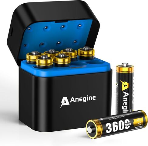 Rechargeable Lithium AA Batteries 8 Pack with Fast Charger, 3600mWh AA Lithium Batteries for Blink Outdoor Camera, 1.5V Constant Output Blink Camera Batteries Recharge up to 2000+ Times(Black) in Kuwait