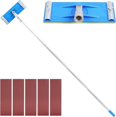 Pole Sander for Drywall, So Long 88 Inch Manual Hand Wall Sander with Extension Pole for Painting, 360 Degree Radial Sander + 15pcs Sanding Sheets Discs (60, 100, 180, 240, 320 Grit) in Saudi Arabia