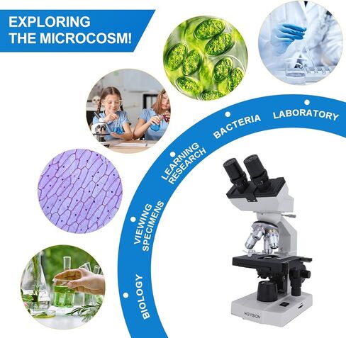 40X–2500X Lab LED Binocular Compound Microscope, 4 Achromatic Objective Lenses, Abbe Condenser, Double-Layer Mechanical Stage, Co-Axial Coarse & Fine Focus in Saudi Arabia