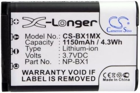 Cameron Sino Battery for Cyber-Shot DSC-HX300, HDR-GW66V, HDR-GW66VE, HDR-GWP88, HDR-GWP88V, HDR-GWP88VB, HDR-GWP88VE, HDR-MV1, POV HD Action Camera, RML-VR1 1150mAh in Saudi Arabia