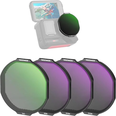 NEEWER ND/PL Filter Set Compatible with Insta360 Ace Pro 2 US Version Only (4 Pack), Polarized ND8/PL ND16/PL ND32/PL ND64/PL Snap On Multicoated Glass Action Camera Lens Filter Accessories, FL-C79 in Saudi Arabia