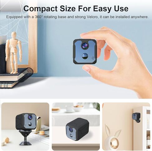 كاميرا ZHENHAN 1440P HD Mini WiFi Security - مراقبة داخلية لاسلكية قابلة لإعادة الشحن للحيوانات الأليفة / المنزل / المكتب مع كشف الحركة، رؤية ليلية، بطارية 100 يوم، تخزين سحابي / SD والتحكم في التطبيقات (أسود) in Kuwait