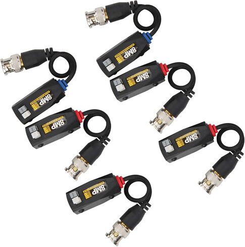 6 قطع فيديو Power Balun 8MP جهاز إرسال الرعد لـ CVI TVI AHD CVBS جهاز الإرسال والاستقبال الرعد يلوح 4 تصميم العرض AHD TVI C Video Power BalunHD Balun8MP in Kuwait