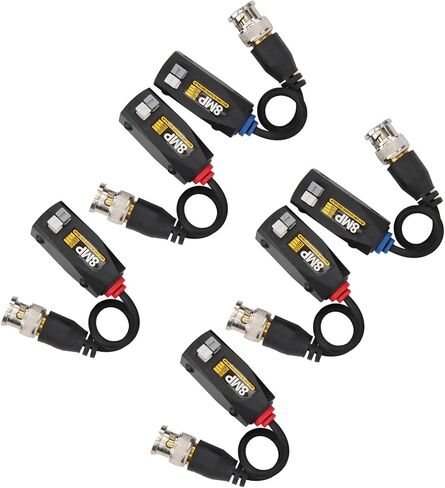 6 قطع فيديو Power Balun 8MP جهاز إرسال الرعد لـ CVI TVI AHD CVBS جهاز الإرسال والاستقبال الرعد يلوح 4 تصميم العرض AHD TVI C Video Power BalunHD Balun8MP in Kuwait